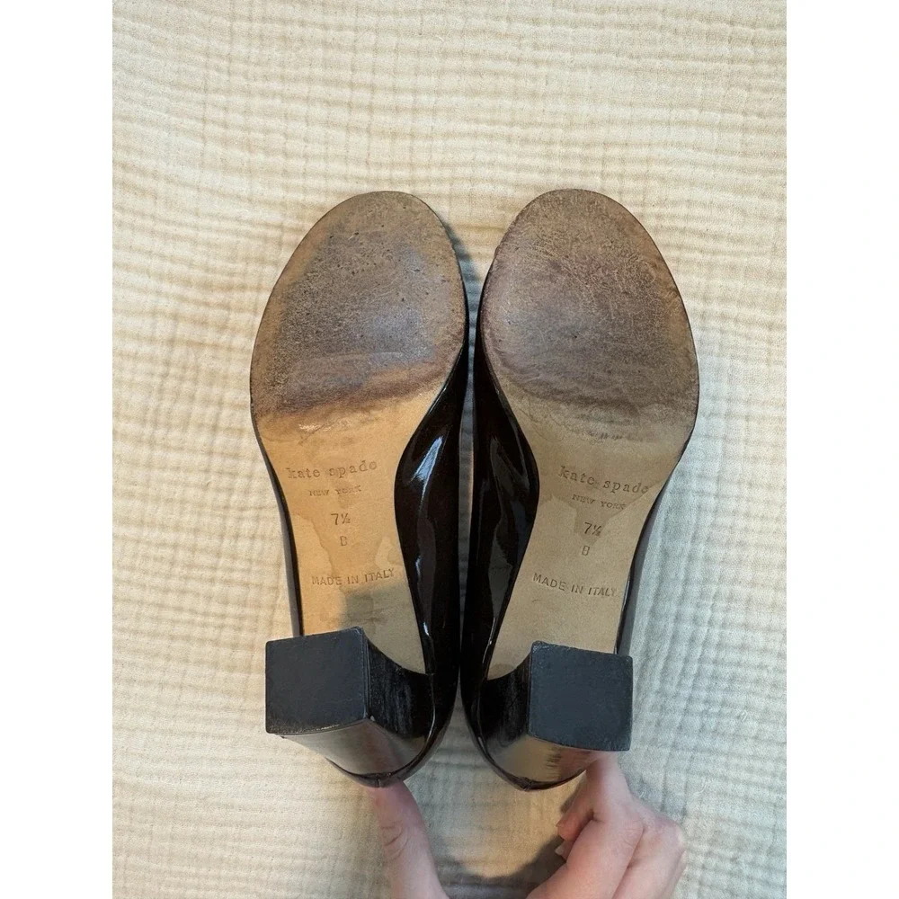Kate Spade New York Heels Womens Size 7.5 Brown Pump Block Made in Italy